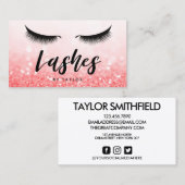 Sociale media Lashes Eyes Red Pink Glitter Visitekaartje (Voorkant / Achterkant)