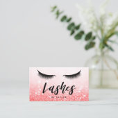 Sociale media Lashes Eyes Red Pink Glitter Visitekaartje (Staand voorkant)