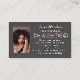 Sociale media Logo Foto QR Code Blogger Roos Grijs Visitekaartje