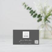 Sociale media Logo Foto QR Code Blogger Roos Grijs Visitekaartje (Staand voorkant)