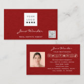 Sociale media Logo Foto QR-code Makeup Beauty Red Visitekaartje (Voorkant / Achterkant)