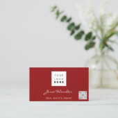 Sociale media Logo Foto QR-code Makeup Beauty Red Visitekaartje (Staand voorkant)