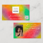 Sociale media Logo Foto QR Code Makeup Holographic Visitekaartje (Voorkant / Achterkant)