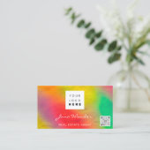 Sociale media Logo Foto QR Code Makeup Holographic Visitekaartje (Staand voorkant)