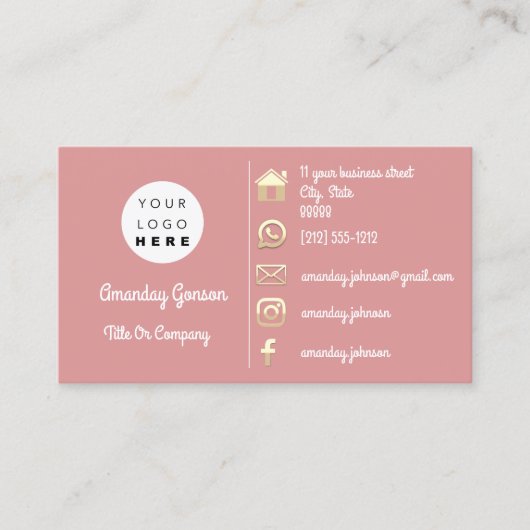 Sociale media Logo Gold QR-code Aangepast invoegen Visitekaartje (Voorkant)