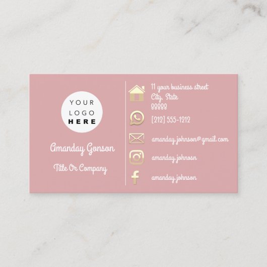 Sociale media Logo Gold QR Code Custom InsertPowde Visitekaartje (Voorkant)