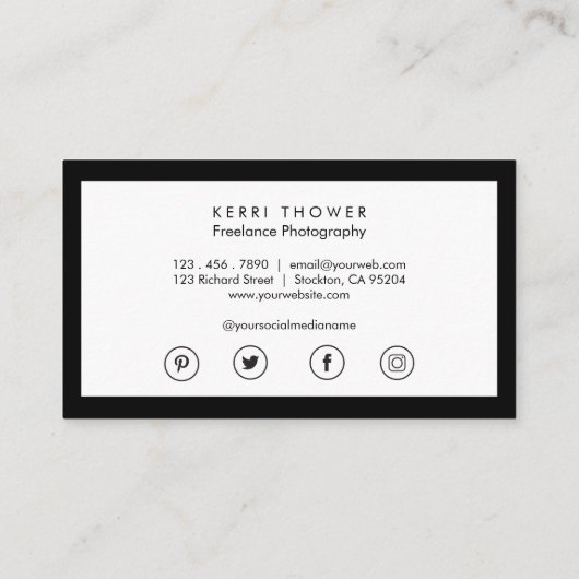 Sociale media Luxe zwart-witVisitekaartjes Visitekaartje (Achterkant)