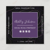 Sociale media Manager QR Code Abstracte Lijnen Paa Vierkante Visitekaartje (Voorkant)