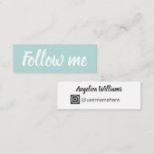 Sociale media minimaliseren modern blauw instagram mini visitekaartje (Voorkant / Achterkant)