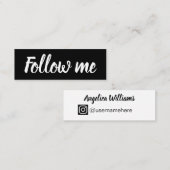 Sociale media minimaliseren moderne zwarte en witt mini visitekaartje (Voorkant / Achterkant)