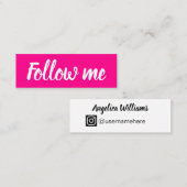 Sociale media minimalistisch moderne trendroze mini visitekaartje (Voorkant / Achterkant)