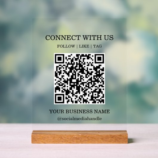 Sociale Media Neem contact met ons op QR-code Zake Acryl Bord (Neutraal)