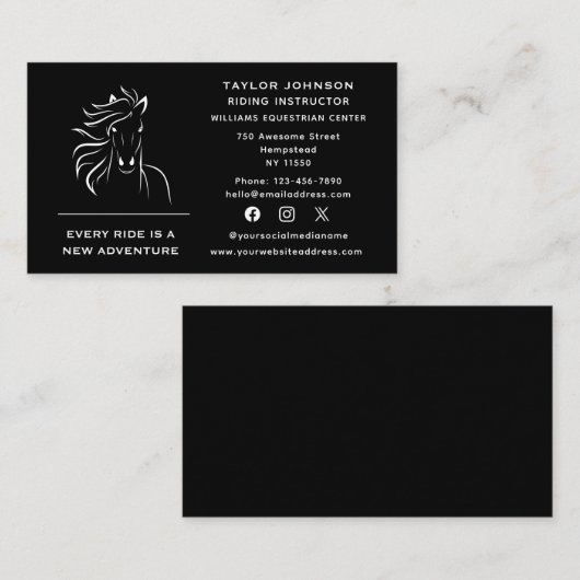 Sociale Media Paardardig Paardentrainer Dierenarts Visitekaartje (Voorkant / Achterkant)