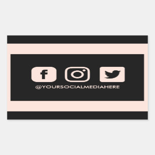 Sociale media Pastel Pink Trendy Elegant Rechthoekige Sticker