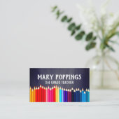 Sociale media | Pencils Chalkboard leraar Visitekaartje (Staand voorkant)