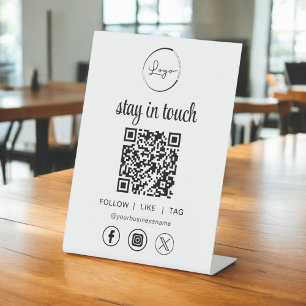 Sociale media QR Code Business Logo Reclamebord Met Voetstuk