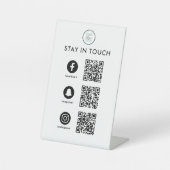 Sociale media QR Code Business Pedestal Sign Reclamebord Met Voetstuk (Voorkant)