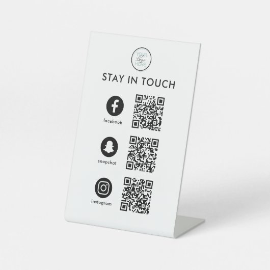 Sociale media QR Code Business Pedestal Sign Reclamebord Met Voetstuk (Voorkant)