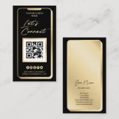 Sociale media QR-code Feminine Modern Gold Visitekaartje (Voorkant / Achterkant)