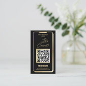 Sociale media QR-code Feminine Moderne Gold Busine Visitekaartje (Staand voorkant)