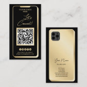Sociale media QR-code Feminine Moderne Gold Busine Visitekaartje (Voorkant / Achterkant)