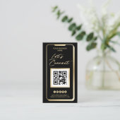 Sociale media QR-code Feminine Moderne Gold Busine Visitekaartje (Staand voorkant)