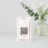 Sociale media QR-code Feminine Moderne Roos Gold B Visitekaartje (Staand voorkant)