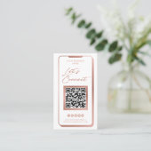 Sociale media QR-code Feminine Moderne Roos Gold B Visitekaartje (Staand voorkant)