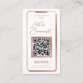 Sociale media QR-code Feminine Moderne Roos Gold B Visitekaartje (Voorkant)