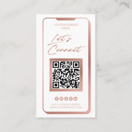 Sociale media QR-code Feminine Moderne Roos Gold B Visitekaartje