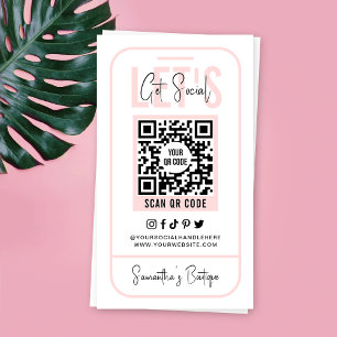 Sociale media QR-code Feminine Pink Modern Visitekaartje