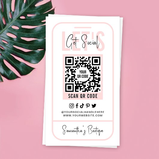 Sociale media QR-code Feminine Pink Modern Visitekaartje