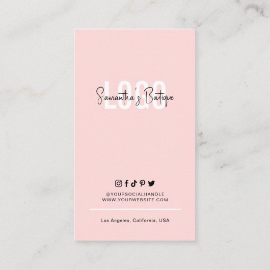 Sociale media QR-code Feminine Pink Modern Visitekaartje (Achterkant)