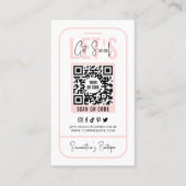 Sociale media QR-code Feminine Pink Modern Visitekaartje (Voorkant)