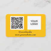 Sociale media QR-code geel professioneel modern Visitekaartje (Voorkant)