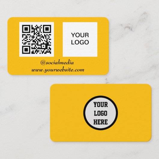 Sociale media QR-code geel professioneel modern Visitekaartje (Voorkant / Achterkant)