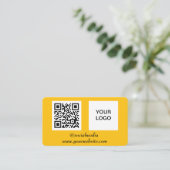 Sociale media QR-code geel professioneel modern Visitekaartje (Staand voorkant)