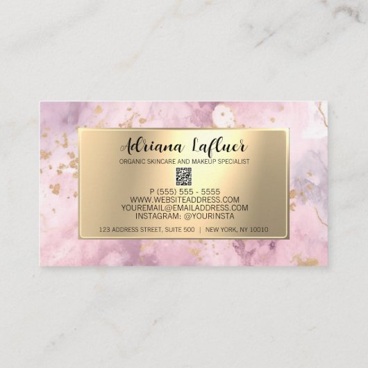 Sociale media QR-code Glitter Gold Modern Elegant Visitekaartje (Achterkant)