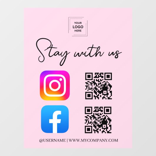 Sociale Media QR Code Instagram Facebook Ruit Raamsticker (Vel)
