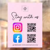 Sociale Media QR Code Instagram Facebook Ruit Raamsticker (Vel 2)