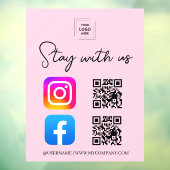Sociale Media QR Code Instagram Facebook Ruit Raamsticker (Vel 3)