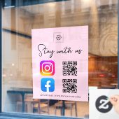 Sociale Media QR Code Instagram Facebook Ruit Raamsticker (Cafe Raam)