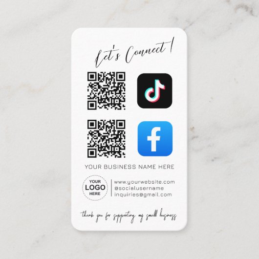 Sociale Media QR-code | Instagram Facebook Visitekaartje (Voorkant)