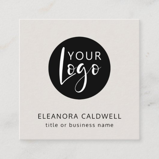 Sociale Media QR Code Logo Elegant Eggshell Vierkante Visitekaartje (Voorkant)