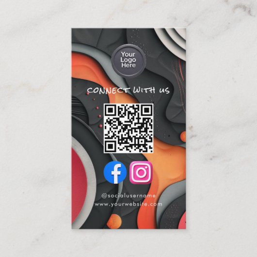 Sociale Media QR Code Modern Pro Minimalistisch St Visitekaartje (Voorkant)