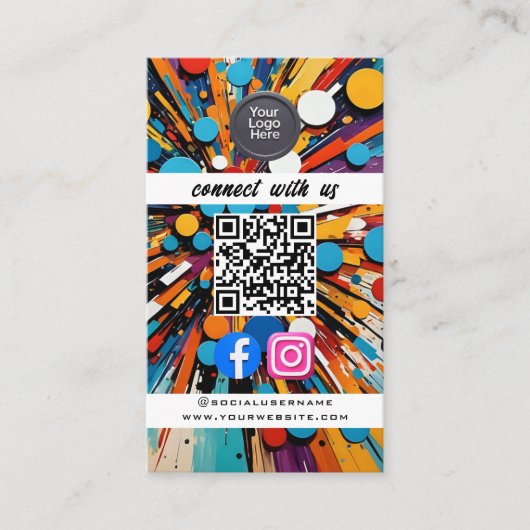 Sociale Media QR Code Modern Pro Minimalistisch St Visitekaartje (Voorkant)