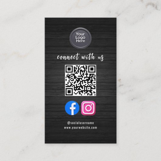 Sociale Media QR Code Modern Pro Minimalistisch St Visitekaartje (Voorkant)