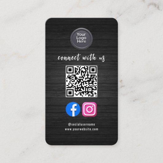 Sociale Media QR Code Modern Pro Minimalistisch St Visitekaartje (Voorkant)