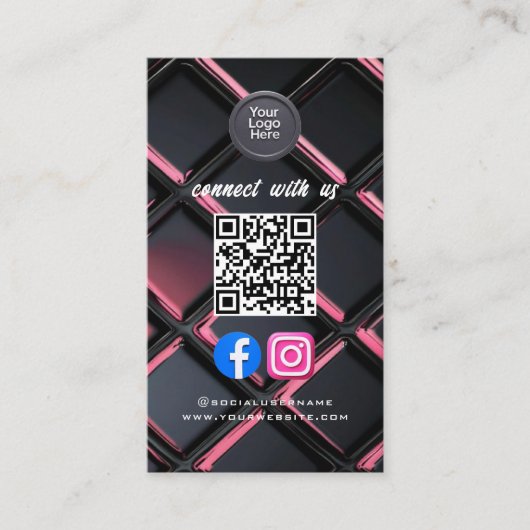 Sociale Media QR Code Modern Pro Minimalistisch St Visitekaartje (Voorkant)