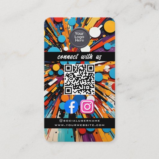 Sociale Media QR Code Modern Pro Minimalistisch St Visitekaartje (Voorkant)